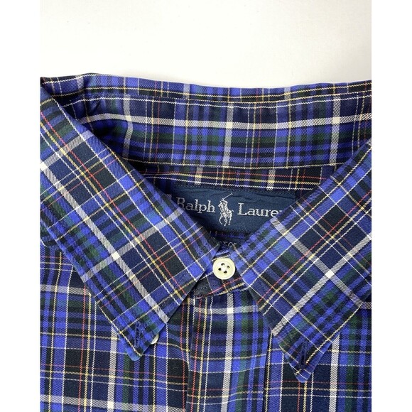 Polo Ralph Lauren Mens Sz XL Custom Fit Blue Plaid Long Sleeve Button Down Shirt - Picture 12 of 12